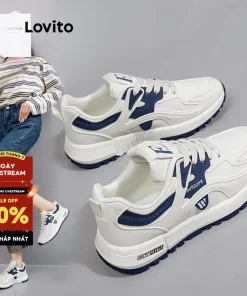 Giày sneaker nữ Lovito thoải mái màu trơn thể thao LFA45159