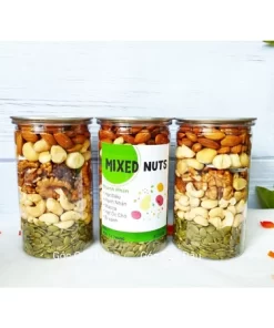 Mix 5 Loại Hạt Hộp 500g (Hạnh Nhân, Điều, Macca, Óc Vàng, Bí)