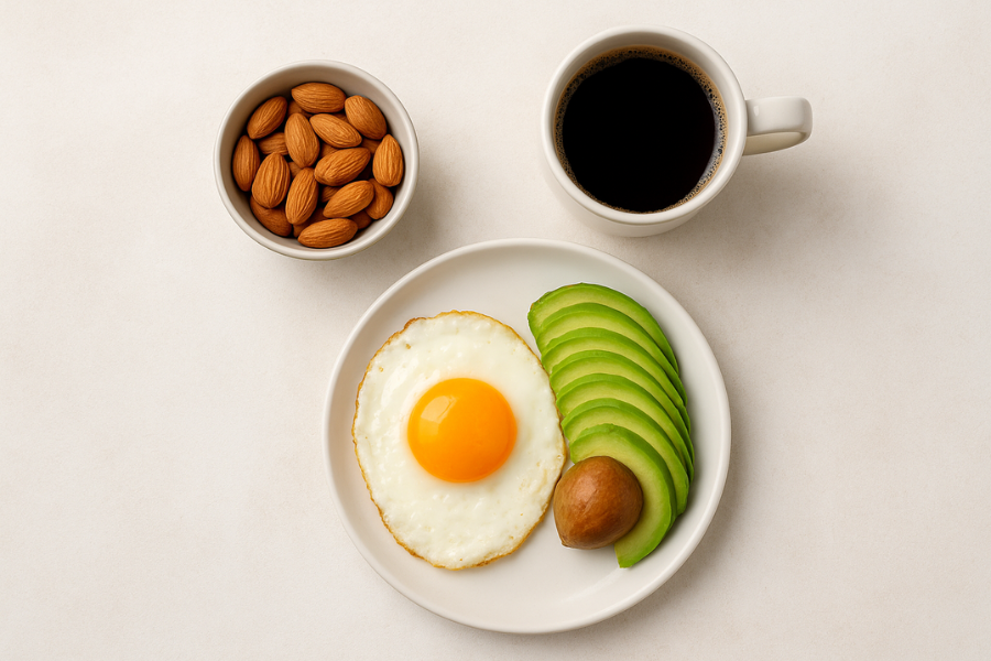 bua-sang-keto-trung-op-la-bo-ca-phe-den-hanh-nhan
